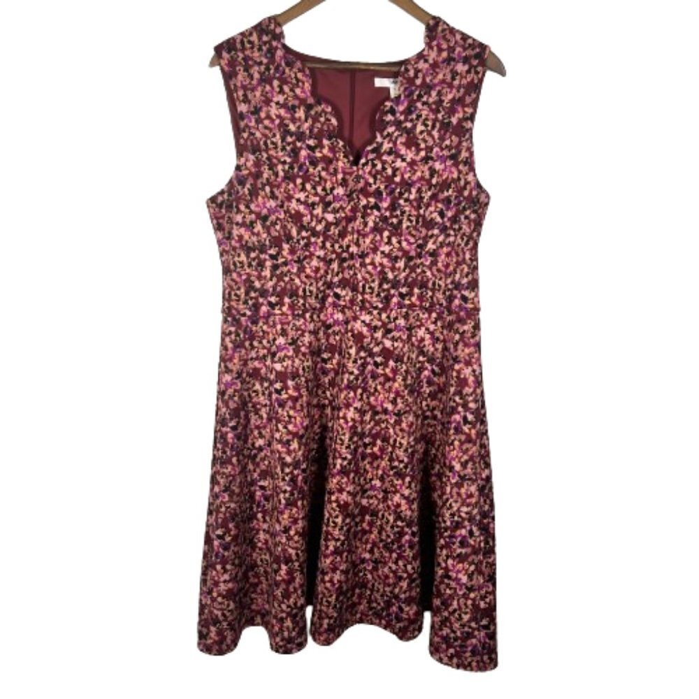 Wisp Womens Cleo Floral Sleeveless Dress Size 16 Scalloped Neckline Office